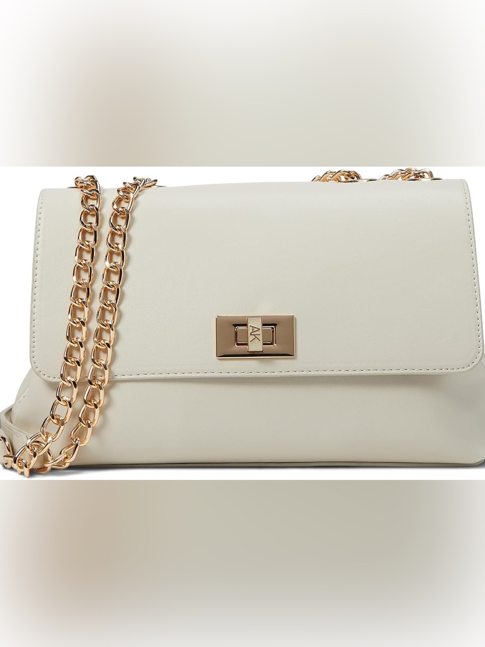 Anne Klein Cream Crossbody Bag with Gold Chain